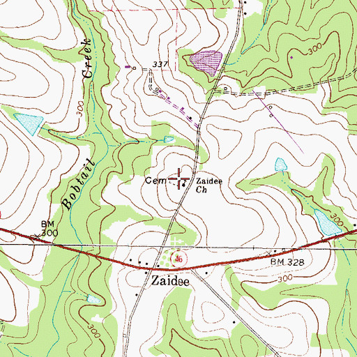 Topographic Map of Zaidee Cemetery, GA