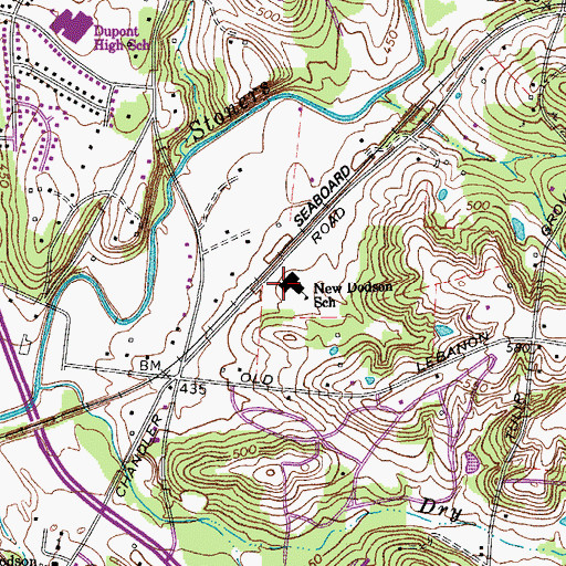 Topographic Map of New Dobson School, TN