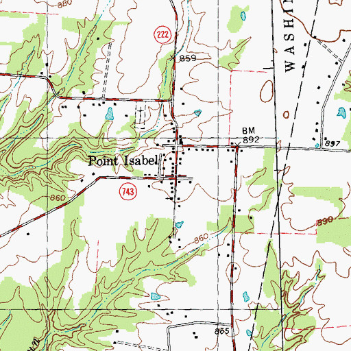 Topographic Map of Point Isabel Post Office (historical), OH