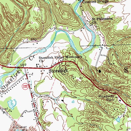 Topographic Map of Stonelick Post Office (historical), OH