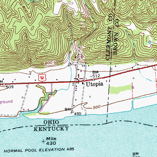 Topographic Map of Utopia Post Office (historical), OH