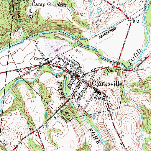 Topographic Map of Clarksville Post Office, OH