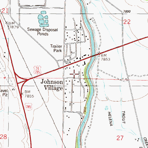 Topographic Map of Johnson Village, CO