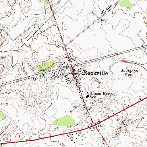 Topographic Map of Reesville Post Office, OH
