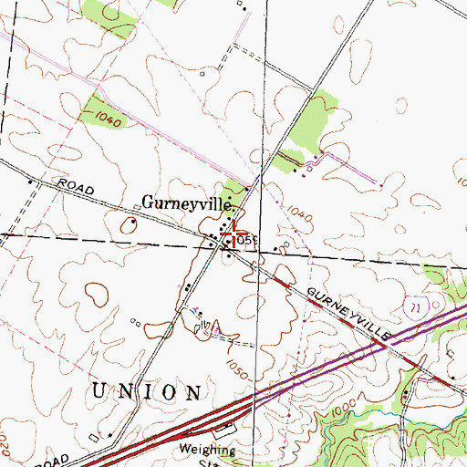 Topographic Map of Gurneyville Post Office (historical), OH