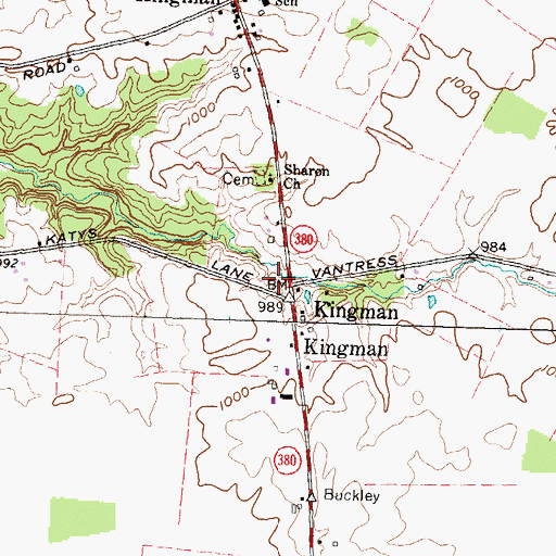 Topographic Map of Kingman Post Office (historical), OH
