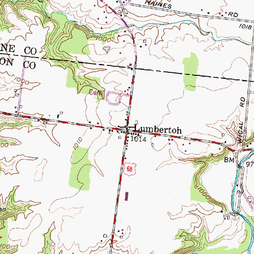 Topographic Map of Lumberton Post Office (historical), OH