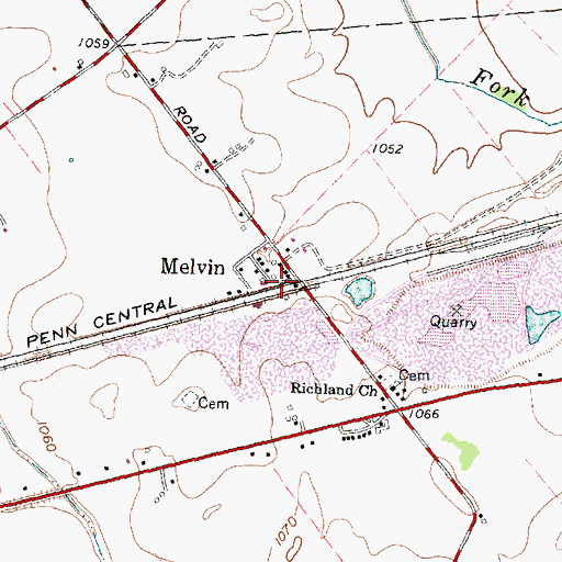 Topographic Map of Melvin Post Office (historical), OH