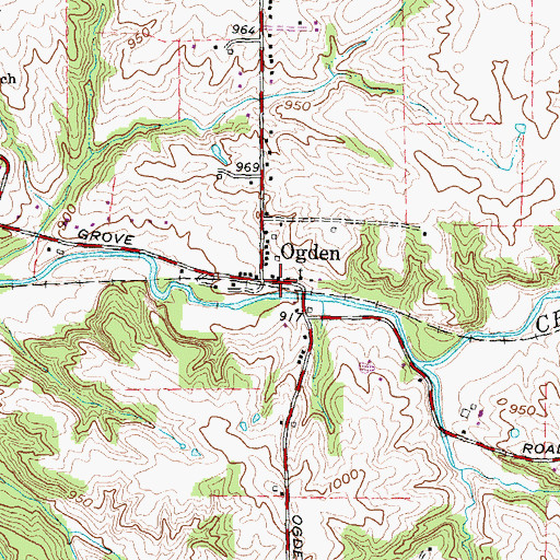 Topographic Map of Ogden Post Office (historical), OH