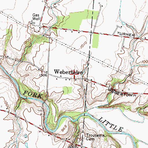 Topographic Map of Webertown Post Office (historical), OH
