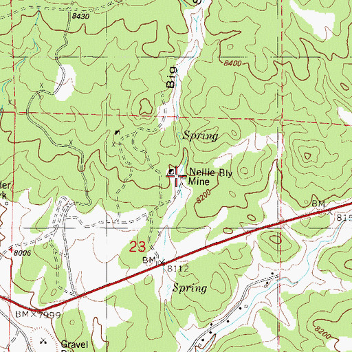 Topographic Map of Nellie Bly Mine, CO