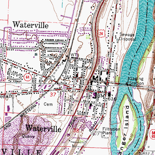 Topographic Map of Waterville United Methodist Church, OH