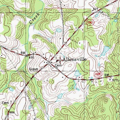 Topographic Map of Allensville Methodist Church Cemetery, NC