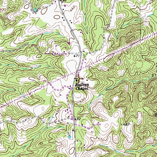 Topographic Map of Baileys Chapel Methodist Church Cemetery, NC