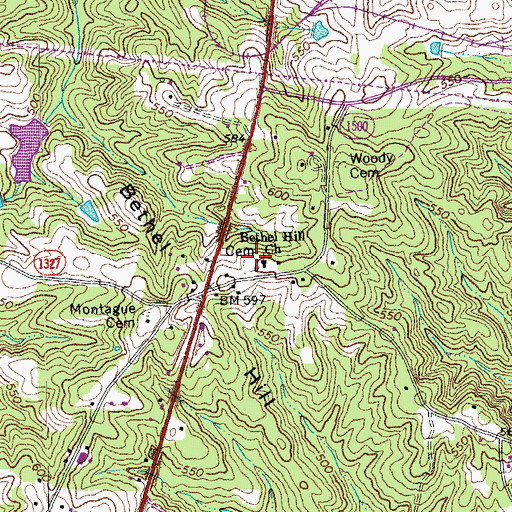 Topographic Map of Bethel Hill Baptist Church Cemetery, NC