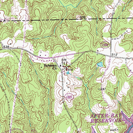 Topographic Map of Ephesus Cemetery, NC