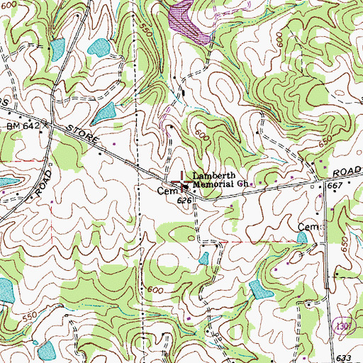 Topographic Map of Lamberth Memorial Baptist Church Cemetery, NC