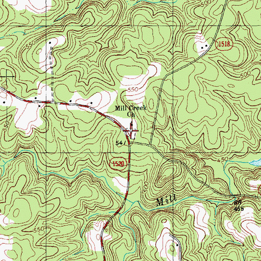 Topographic Map of Mill Creek Baptist Church Cemetery, NC
