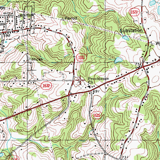 Topographic Map of Providence Baptist Church Cemetery, NC