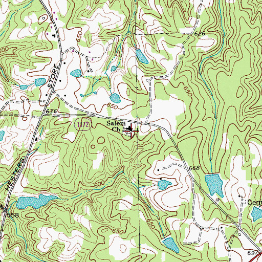 Topographic Map of Salem Methodist Church Cemetery, NC