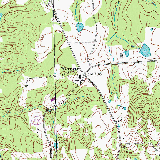 Topographic Map of Wheelers Church Cemetery, NC