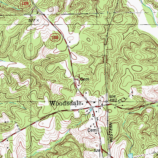 Topographic Map of Woodsdale Methodist Church Cemetery, NC