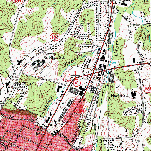 Topographic Map of Piedmont Square Shopping Center, NC