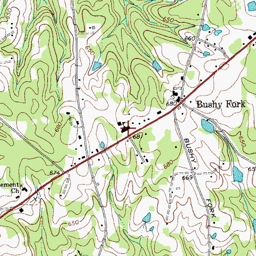 Topographic Map of Bushy Fork School (historical), NC