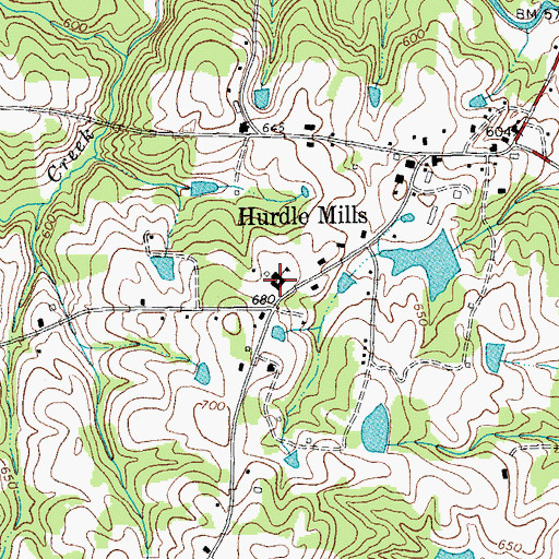 Topographic Map of Hurdle Mills School (historical), NC