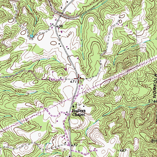 Topographic Map of Rogersville, NC