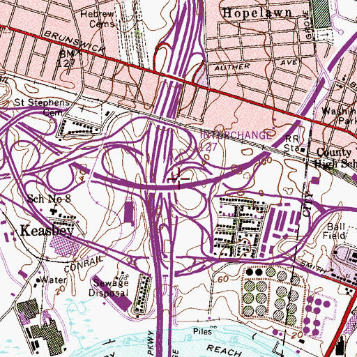 Topographic Map of Interchange 127, NJ