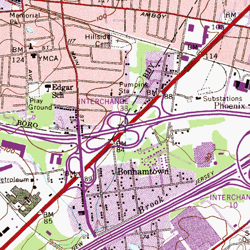 Topographic Map of Interchange 1, NJ