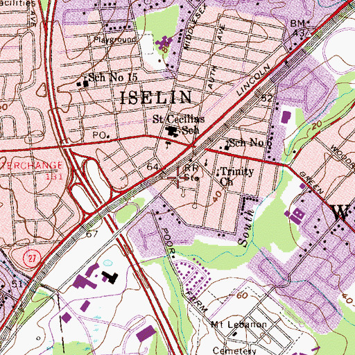 Topographic Map of Interchange 131, NJ