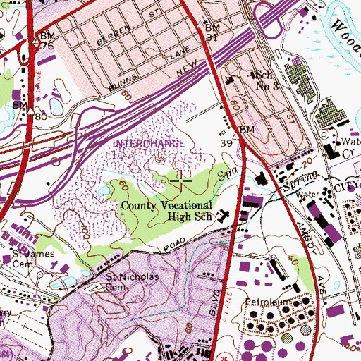 Topographic Map of William Warren County Park, NJ