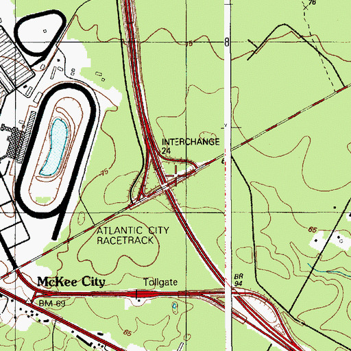 Topographic Map of Interchange 24, NJ