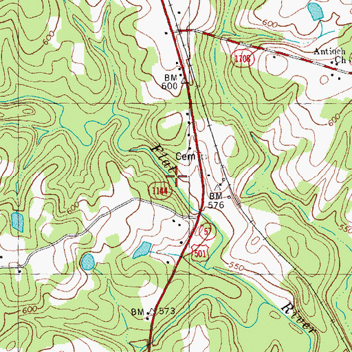 Topographic Map of Bartons Mill (historical), NC