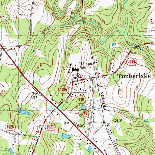 Topographic Map of Helena Primitive Baptist Church, NC