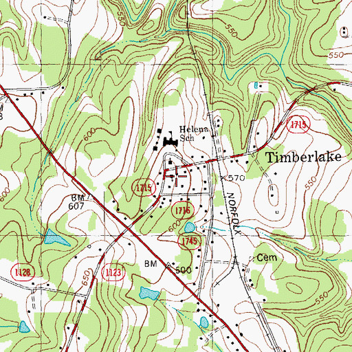 Topographic Map of Helena United Methodist Church, NC