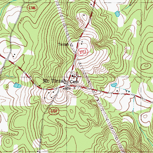 Topographic Map of Mount Tirzah United Methodist Cemetery, NC