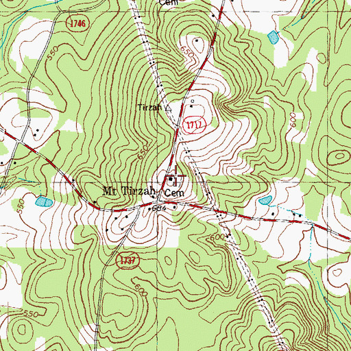 Topographic Map of Mount Tirzah United Methodist Church, NC