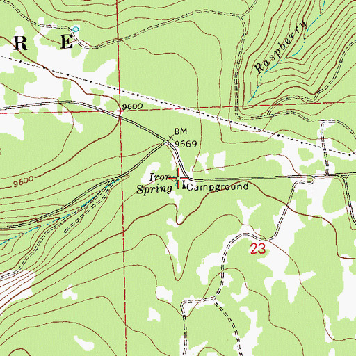 Topographic Map of Iron Spring Campground, CO