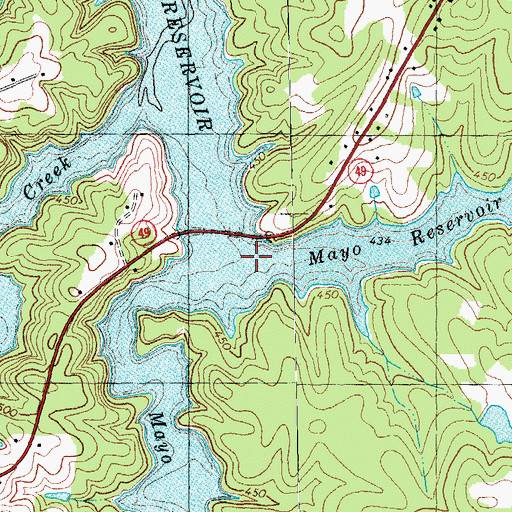 Topographic Map of Donaldson Creek, NC
