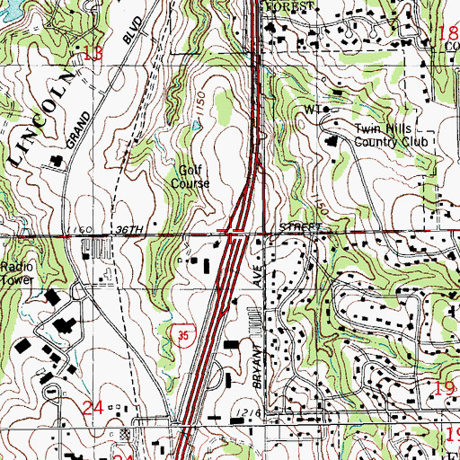 Topographic Map of Interchange 130, OK