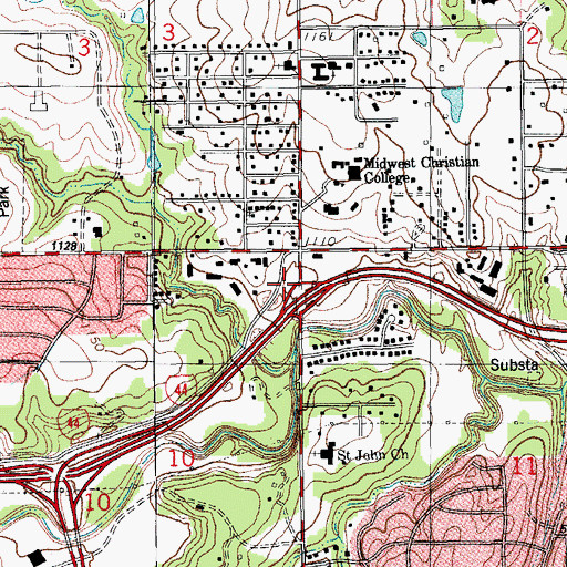 Topographic Map of Interchange 128B, OK