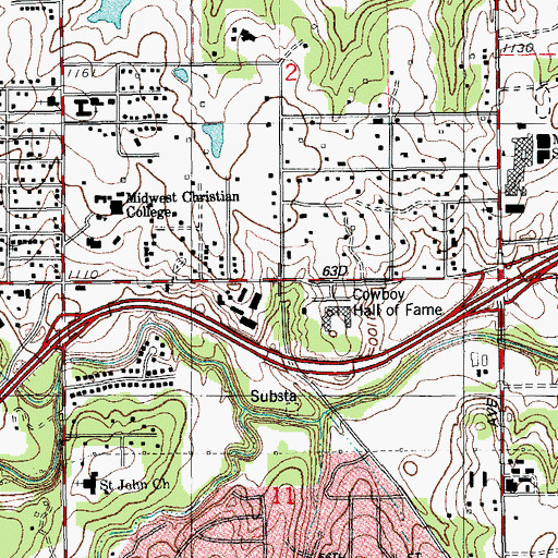 Topographic Map of Interchange 129, OK
