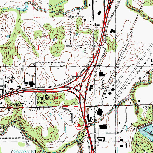 Topographic Map of Interchange 130, OK
