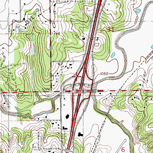 Topographic Map of Interchange 134, OK