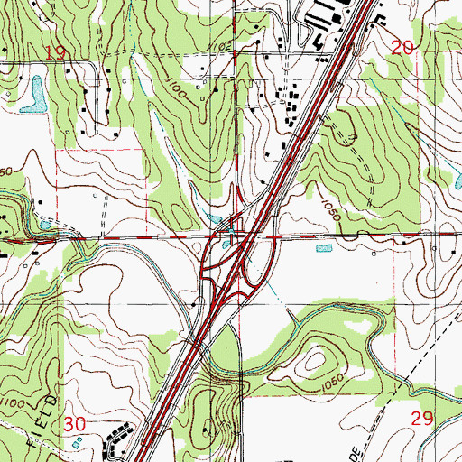 Topographic Map of Interchange 136, OK