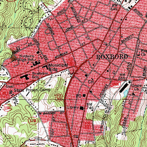 Topographic Map of New Mount Zion Baptist Church, NC