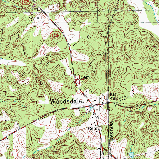 Topographic Map of Woodsdale Methodist Church (historical), NC